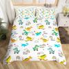 Cute Dinosaur Duvet Cover King Queen Kawaii Cartoon Wild Dino Bedding Set For Kids Boys Girls Jungle Animals Comforter Cover