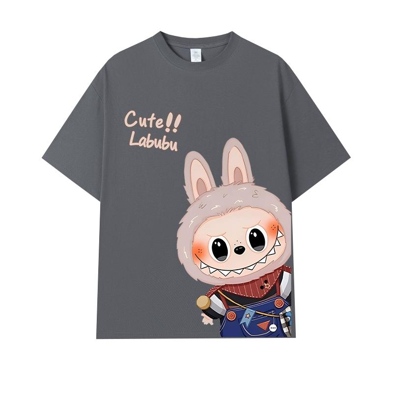 Cartoon Monster Elf Labubu Kids Printed T-shirt Summer Men's and Women's Casual Outdoor Girl Short Sleeved T-shirt Top
