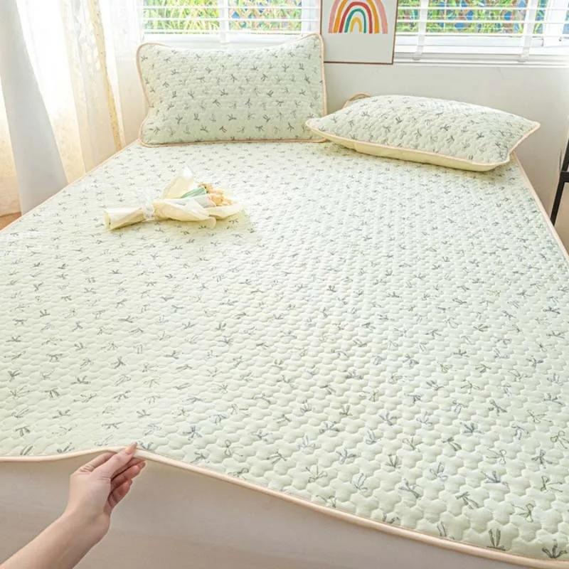 Ice silk mat cool mattress protective cover 3-piece set machine washable cool air conditioner seat