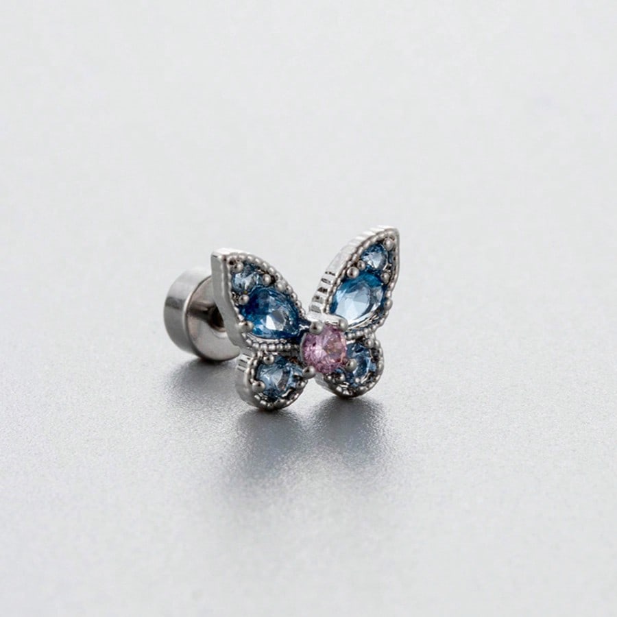 High-end and Niche Earrings Earrings Fashion Titanium Steel Butterfly Pink Heart-shaped Bow Lady Ear Studs Unique