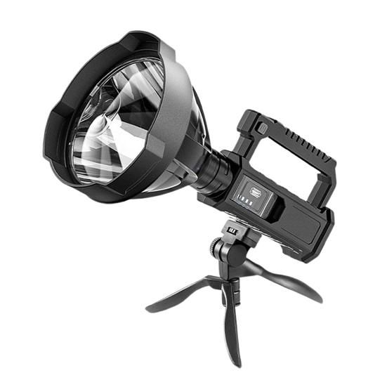 USB Rechargeable Searchlight High-Lumen Handheld Flashlight with Tripod Stand Waterproof Shockproof Outdoor Searchlight for Camping Hiking Emergency
