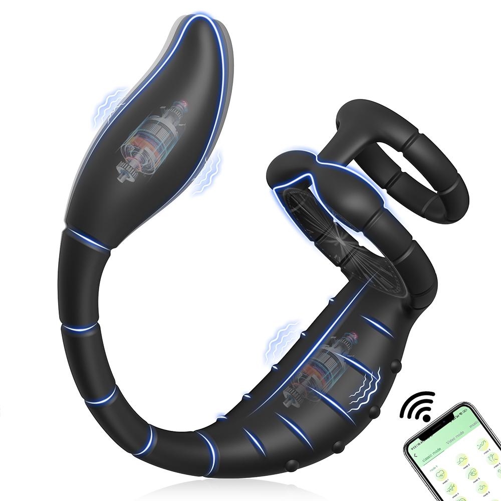 APP-Steuerung Vibrierender Butt Plug Penisring für Männer Prostata Damm Massager für Gay Anal Vibrator Penisring Tragbares Erwachsenenspielzeug Verzögerte Ejakulation