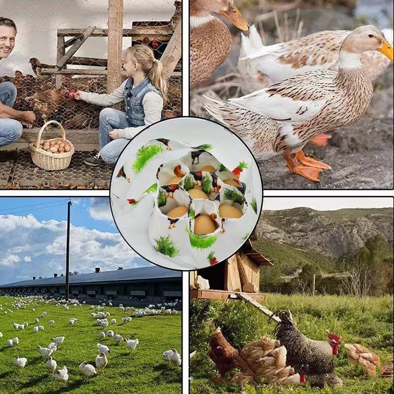 Seven Pocket Country Style Fabric Egg Collection Basket With Handle Open Top Chicken Holder Hens Ducks Geese Home Garden Kitchen