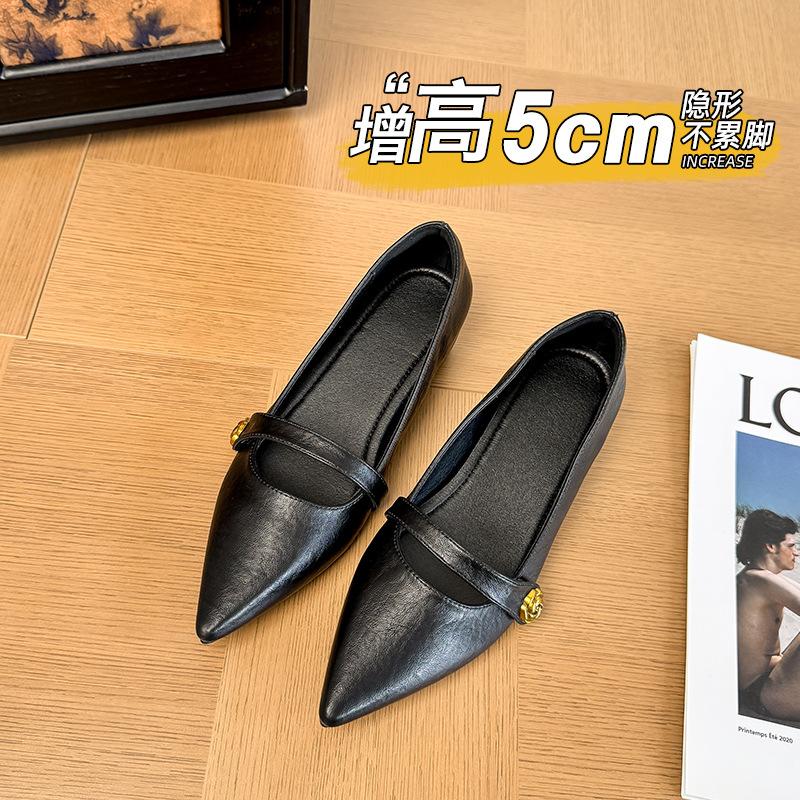 

Осенние остроносые туфли-лодочки женские с мелким вырезом, на скрытой платформе, на мягкой подошве, нескользящие, маленьких размеров, женская обувь 39 чёрный