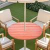 Copritavolo Rotondo da Esterno con Effetto Legno Impermeabile Orlo Elastico Per Patio Giardino Sala da Pranzo