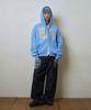 Lujeoseukeulleob Check Patch Wide Cotton Pants Indigo