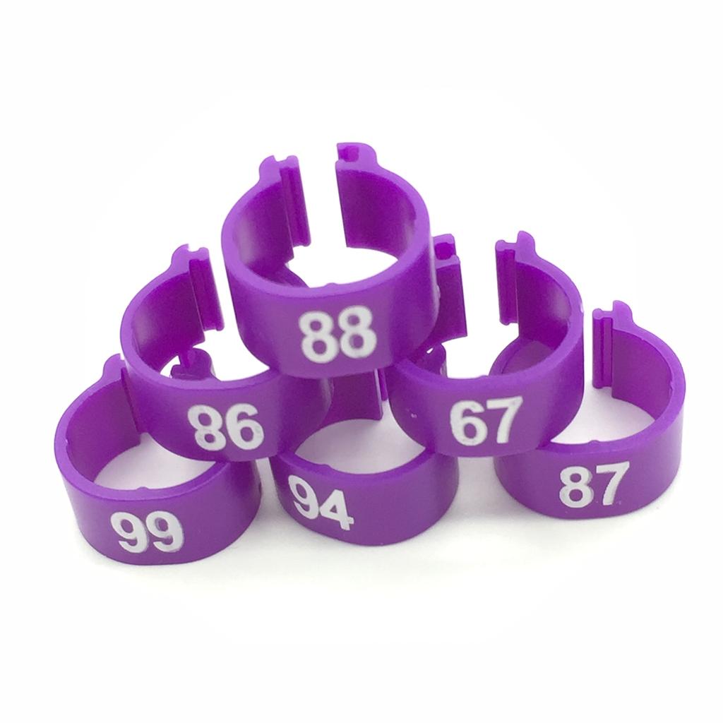 1Pack/100Pcs Digital Plastic Birds Clip Foot Rings Inner Diameter 10mm Parrot Pigeon Identification Leg Rings No.1~100 10 Colors