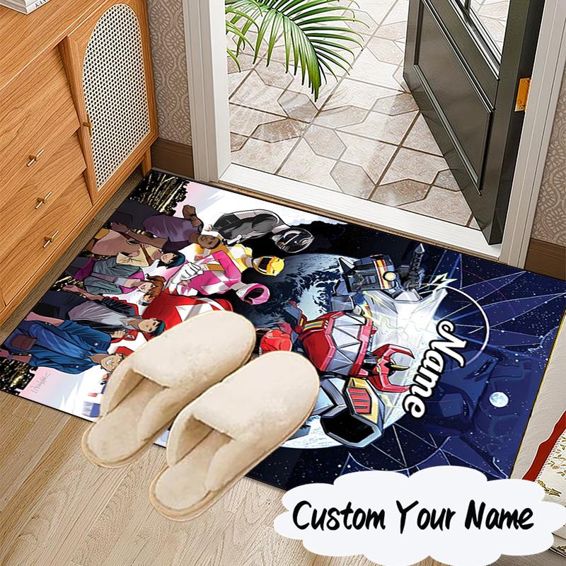 Custom Name Power Rangers City Adventure Carpet, Chair Rug,Area Rug for Office Bedroom living rooms bedroom, Doormat decor Christmas fan gifts