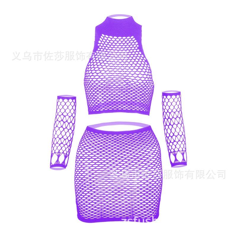 Sexy Underwear, Hollowed-out Tight Mesh, Sexy Long-sleeved Perspective Hip Skirt, Uniform Temptation