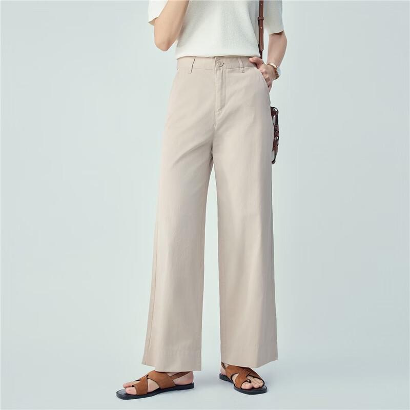 Giordano Women's 2026 Spring High-Waist Straight Wide-Leg Cotton Pants