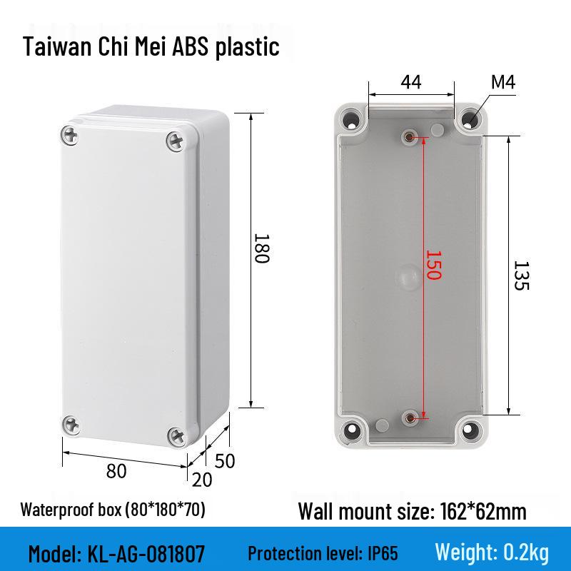 Outdoor Waterproof ABS Power Supply & Monitoring Socket Box with Wiring Terminal & Button