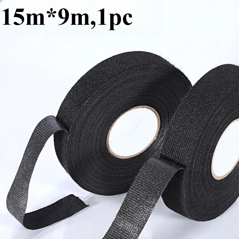 Автомобильная тканевая лента Электроизоляционные тканевые ленты Термостойкая Термостойкая Автомобильная лента Водонепроницаемая Звукоизоляционная Лента для проводов 15m*9mm,1pc
