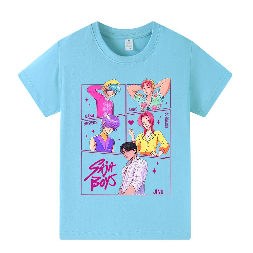 A1217 Kids Boys Girls Sajaboys Kpop Rumi Zoey Mira Print Short Sleeves T-shirt