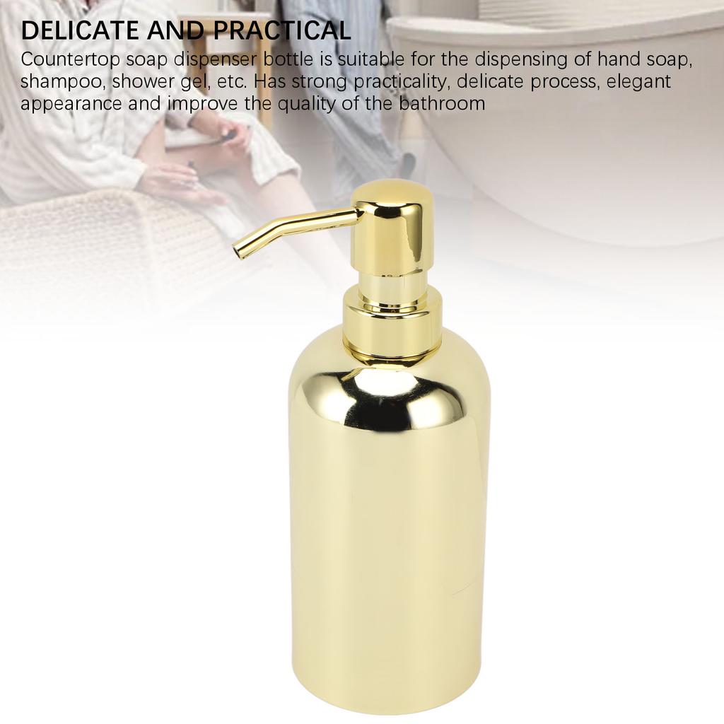 Countertop Soap Dispenser 201 Stainless Steel Press Type Liquid Hand Dish Pump Bottle for Bathroom Kitchen Golden