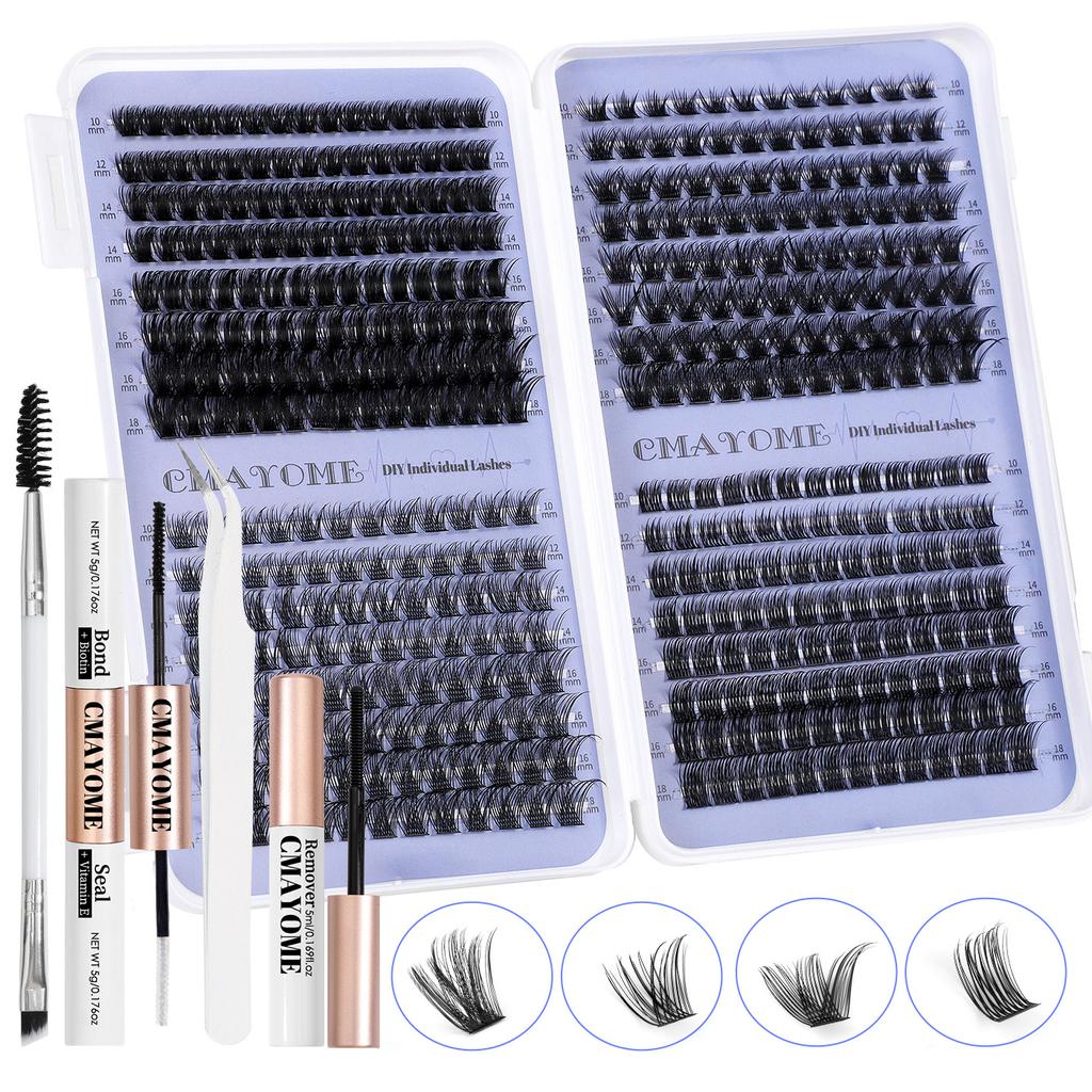 Diy False Eyelashes Extended Lashes 416 Single Clusters 10-18Mm Thick Eyelashes