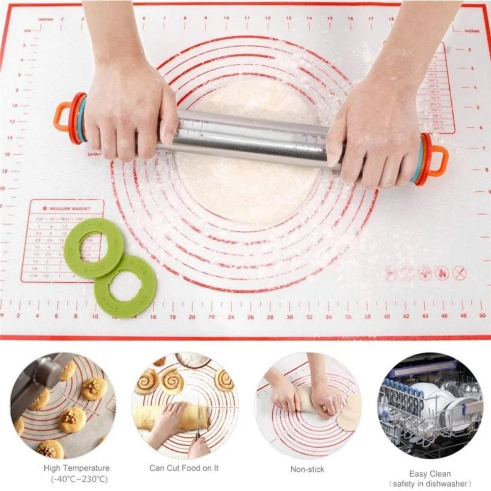Adjustable Dough Roller Removable Rings Silicone Kneading Mat Bakery Use