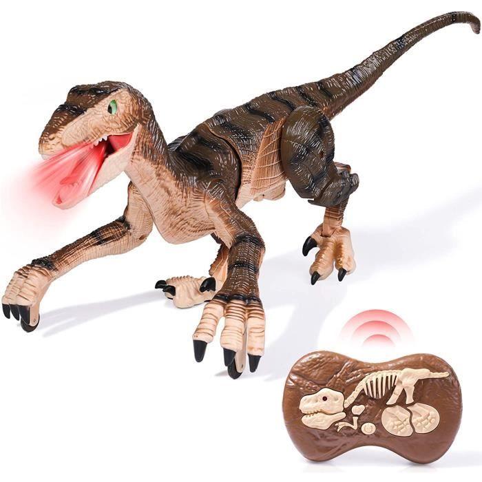 Jouet dinosaure télécommandé - ZGEER - Velociraptor - Lumière LED - Sons réalistes - 3 ans et plus