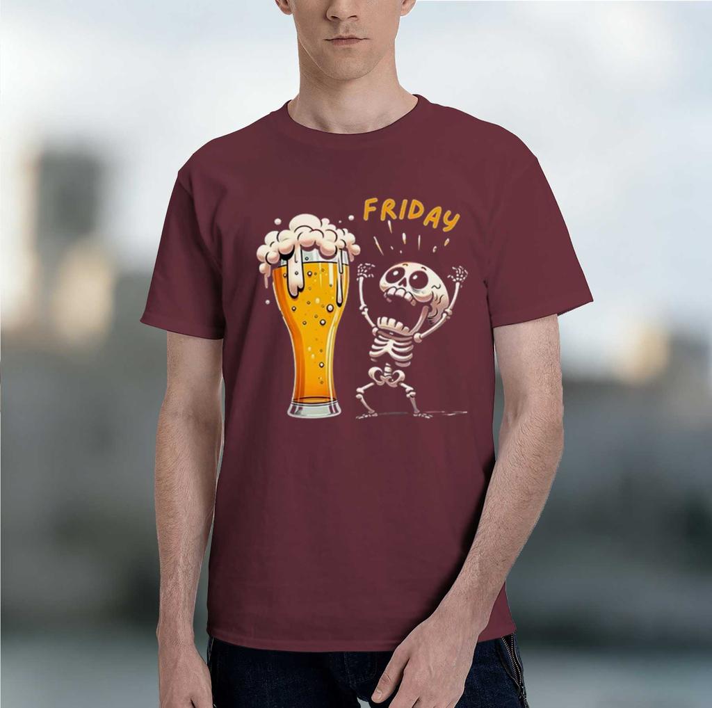 2026 New Model Unisexs T Shirt Skeleton Enjoying Friday Beer Day Tees Unisex Tshirt Finally Friday For Beer Lovers Male Clothes Shor