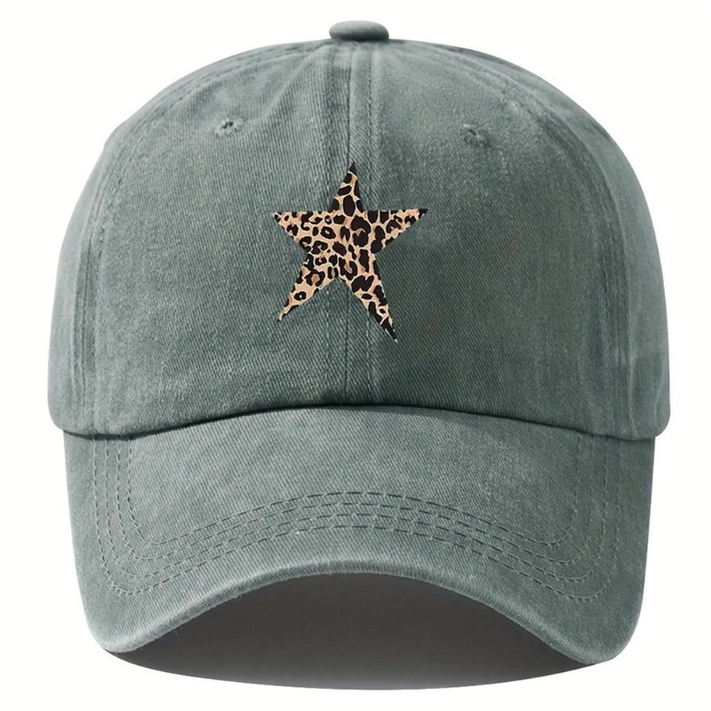 With Leopard Print Star Design Baseball Caps Breathable Sunscreen Hats  Fishing and Hiking