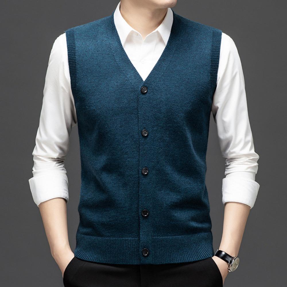 Single Breasted Pullover Autumn Sleeveless Vests Men Work Sweater Knitted Male Waistcoat Jumper Pullovers Roupas Masculinas