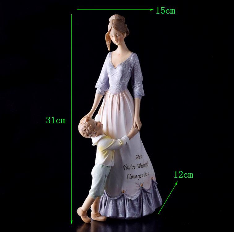 European Retro Resin Mother Child Statue Ornaments Crafts Home Table Mom Children Figurines Miniatures Decoration Love Gifts Art