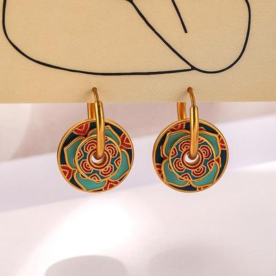 Chinese Style Multi-Wear Enamel Earrings: High-End Ethnic Retro Design for Women