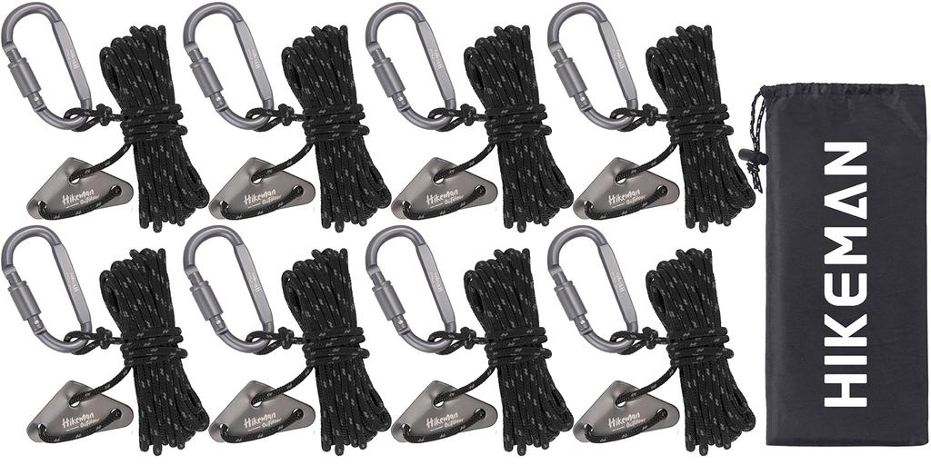 Adjustable Paracord Tent Rope with Tarp Reflective 4mm 4m with Adjustable 350kg Load Includes Storage Bag Carabiners, Rope, Guyline, Material,