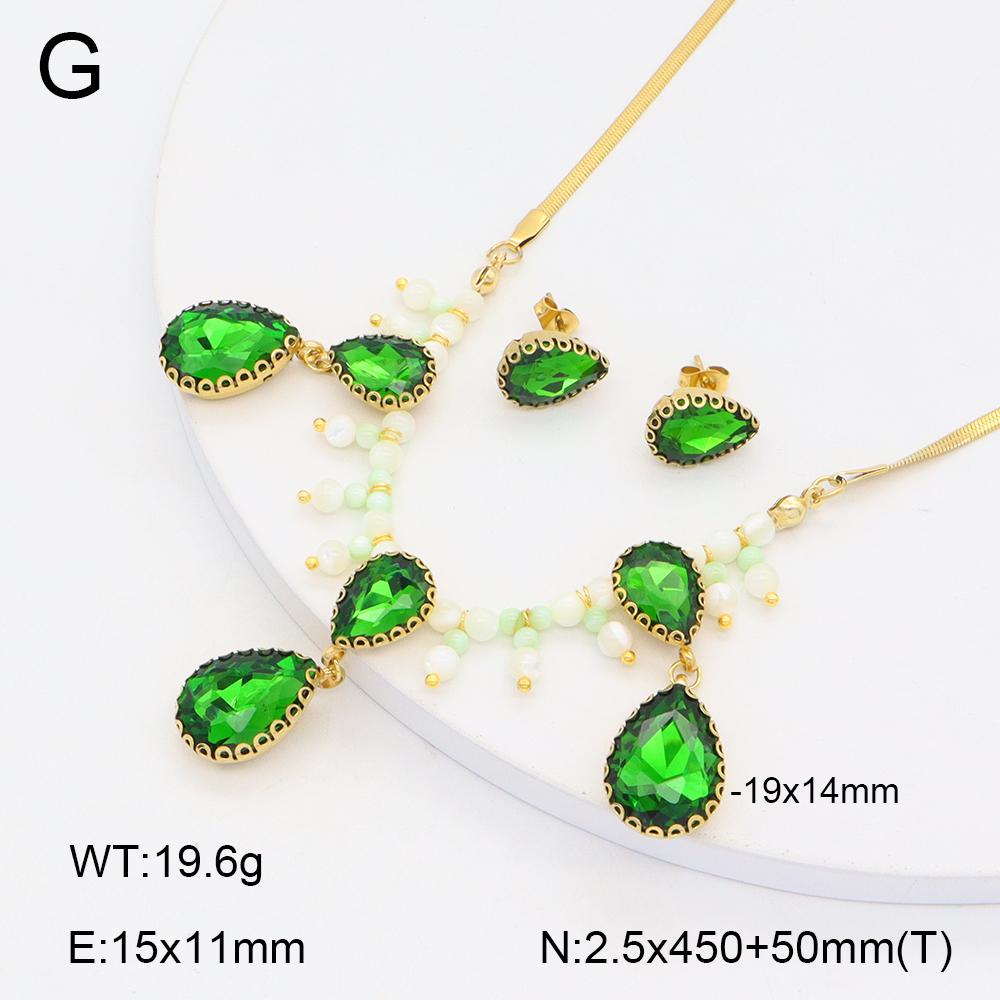 Stainless Steel Gold Flower Set Women 4pcs Necklace Earrings Bracelet Ring Cubic Zirconia Luxury Wedding Party Anniversary Gift
