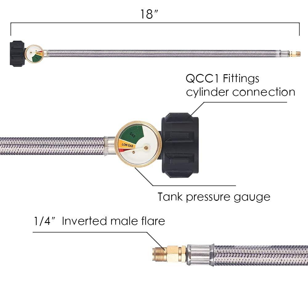Safe Double Ended LP Propane Regulator Kit Stainless Steel Stainless Steel Hose Kit  Trailer