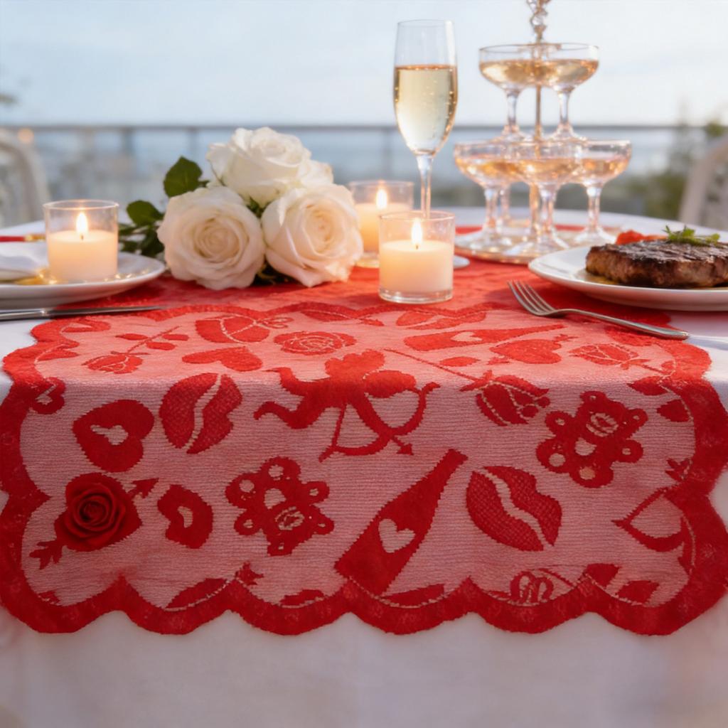 Valentine's Day Decorations, Heart Lace Tablecloth, For Banquets, Engagements, Weddings, Home Dining Table