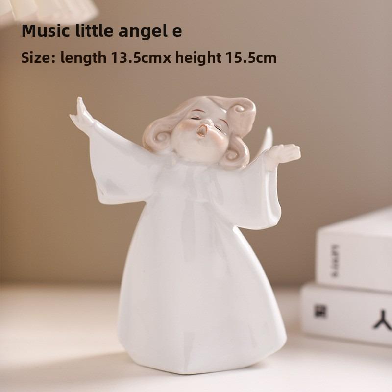 White Ceramic Little Angel Singing Group Ornaments Holiday Home Decor Gifts for Christmas and Other Festivals