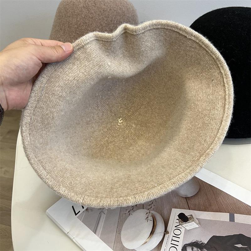 Módní vlněný pletený klobouk se krátkou krempou, klobouk typu bucket, dámský podzimní a zimní, všestranný, volnočasový klobouk typu basin, skládací