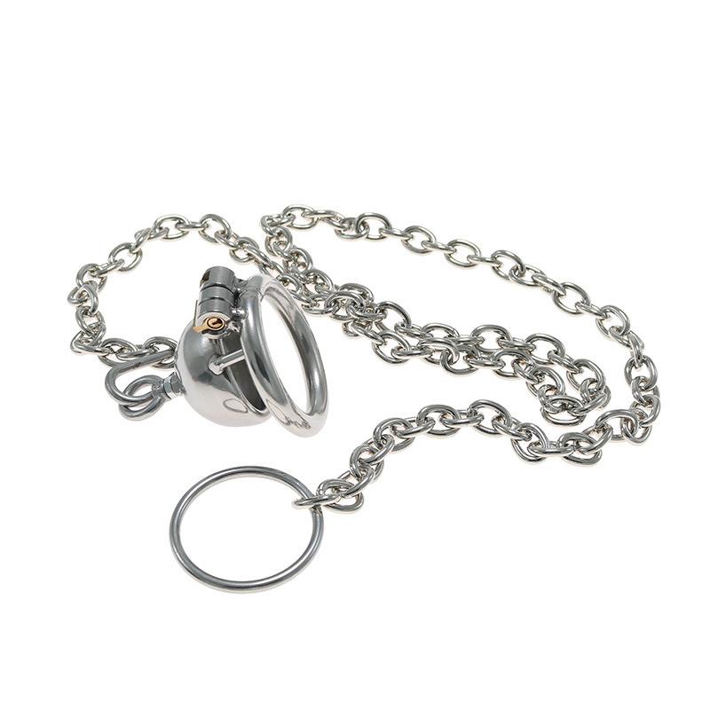 [Walking Device] Stainless Steel Chastity Lock Pot Cover CB Cage with Chain Couple Game Tools Adult Supplies