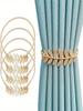 1Pc Fashionable Metal Curtain Buckle - Spring Design Aluminum Alloy Leaf Carving Curtain Buckle for Curtain, Modern Decorative Curtain Buckle
