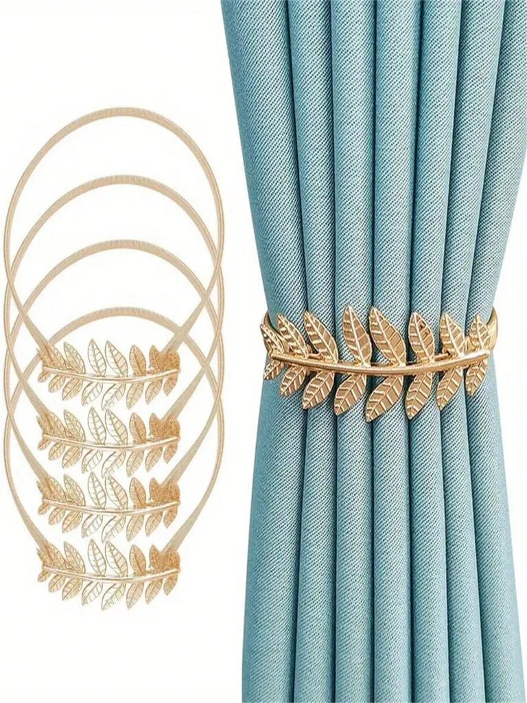 1 Stück Modische Metall-Gardinenklammer - Federdesign Aluminiumlegierung Blattschnitzerei Gardinenklammer für Gardine, Moderne dekorative Gardinenklammer