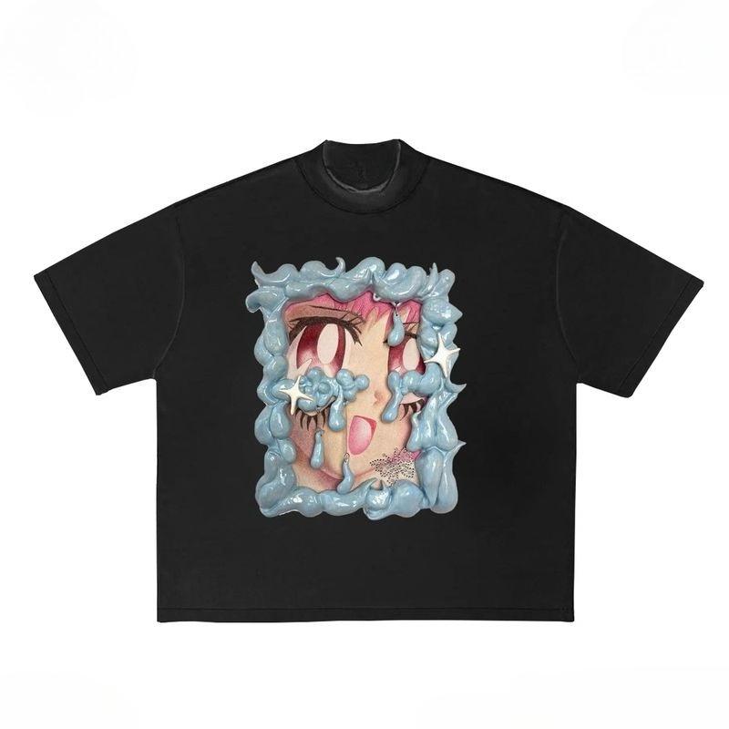 

Японская женская укороченная одежда в стиле гранж Y2k 2000-х годов, топы, футболки с 3D-графикой, топ Y2k, женская одежда, Харадзюку, Каваи, удобная 4XL