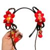 LED Glowing Hanfu Wig Headband Red Chinese Style Hair Hoop Retro Flower Tassel Hairband  Tang Suit