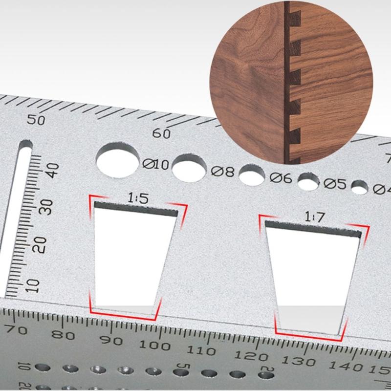 Metal Welltop 3D Mitre AngleMeasuring Tool 45/90° AngleT Ruler Gauge for Three Dimensional Item Measuring Timber Pipes