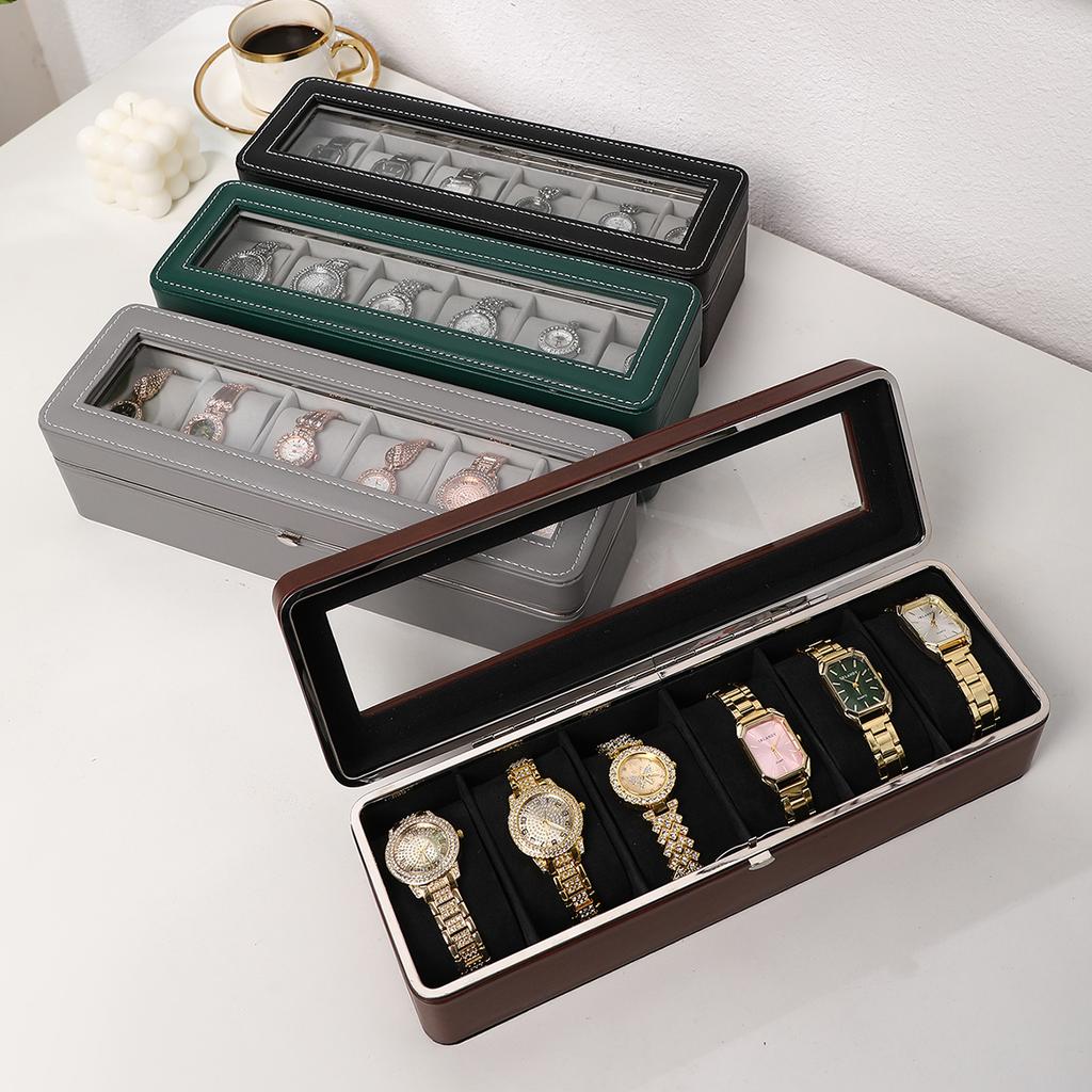 Portable Leather Watch Box High Quality Watch Organizer Jewelry Storage Box Zipper Easy Carry Men 6 Slots Watch Boxes