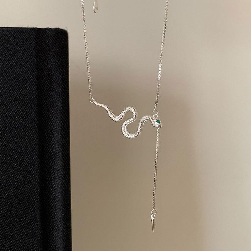 Simple Design Sense Snake Fringed Necklace Female Niche Personality Unique Exquisite Fashion Versatile Neck Chain Sweater Chain