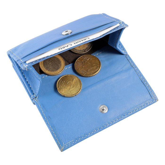 Portefeuille Excellanc en cuir bleu format horizontal chic