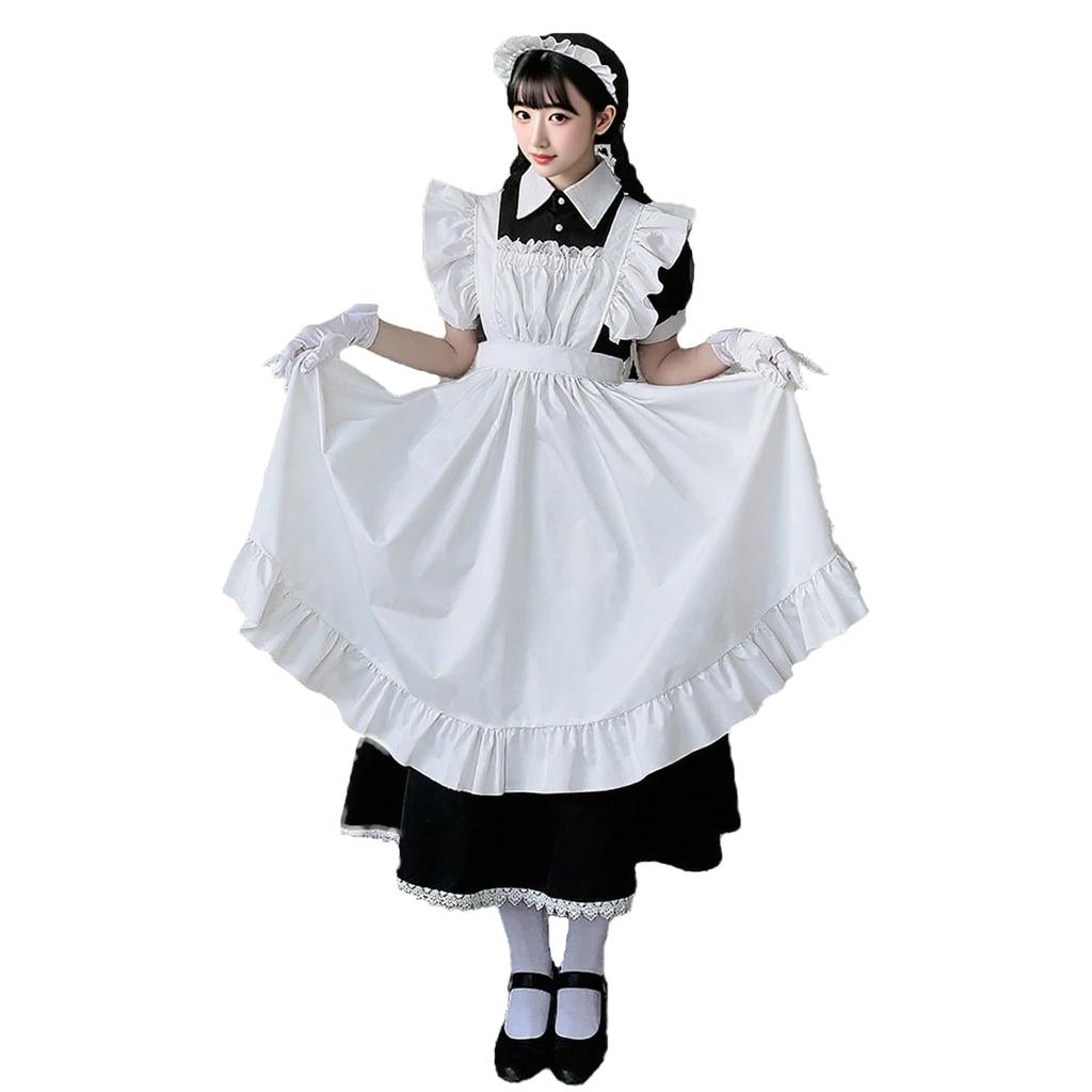 GEAHOL Klassisk Lang Stuepike Britisk Kort Cosplay Gotisk Djevel Skole Kulturell Stuepike Foto Kafé Uniform Størrelse Antrekk, Stil, Ermer, 4-delt Sett,