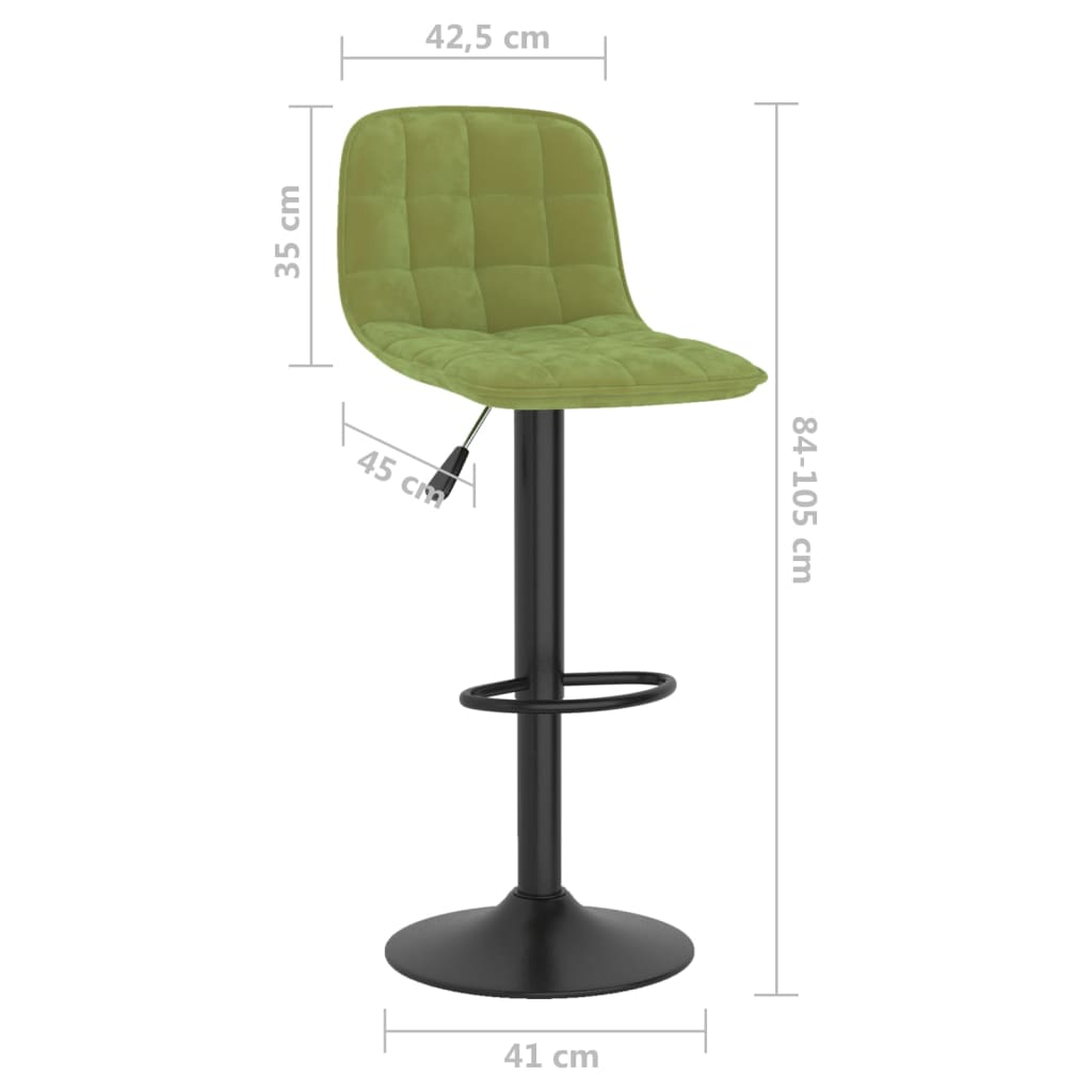 Bar Stool Set of 2 Light Green Velvet