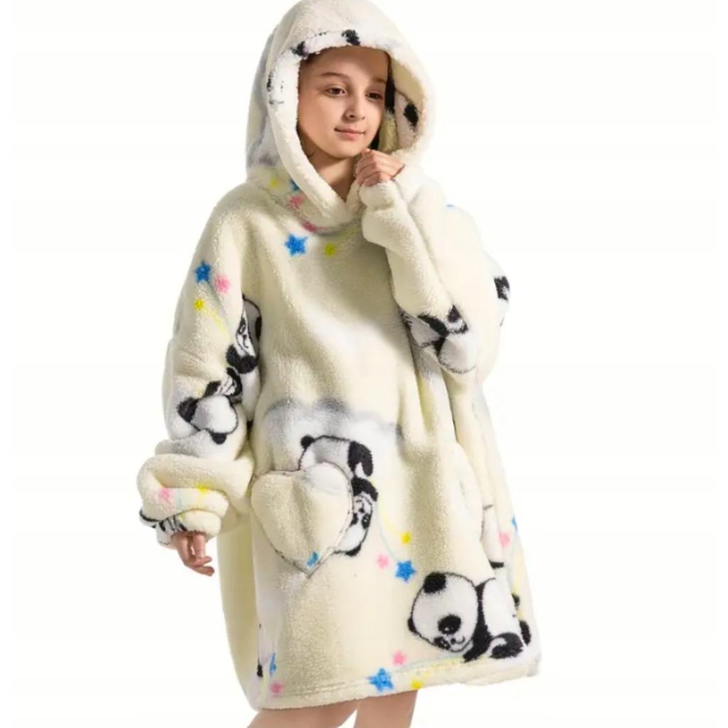 Blanket Sweatshirt Oversize Children's Blanket Sweatshirt 2In1 Panda Koala Long Pajamas Blanket