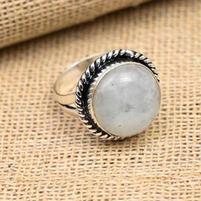 Erstaunlicher Mondstein-Edelstein, handgefertigter Ringschmuck aus 925er Sterlingsilber