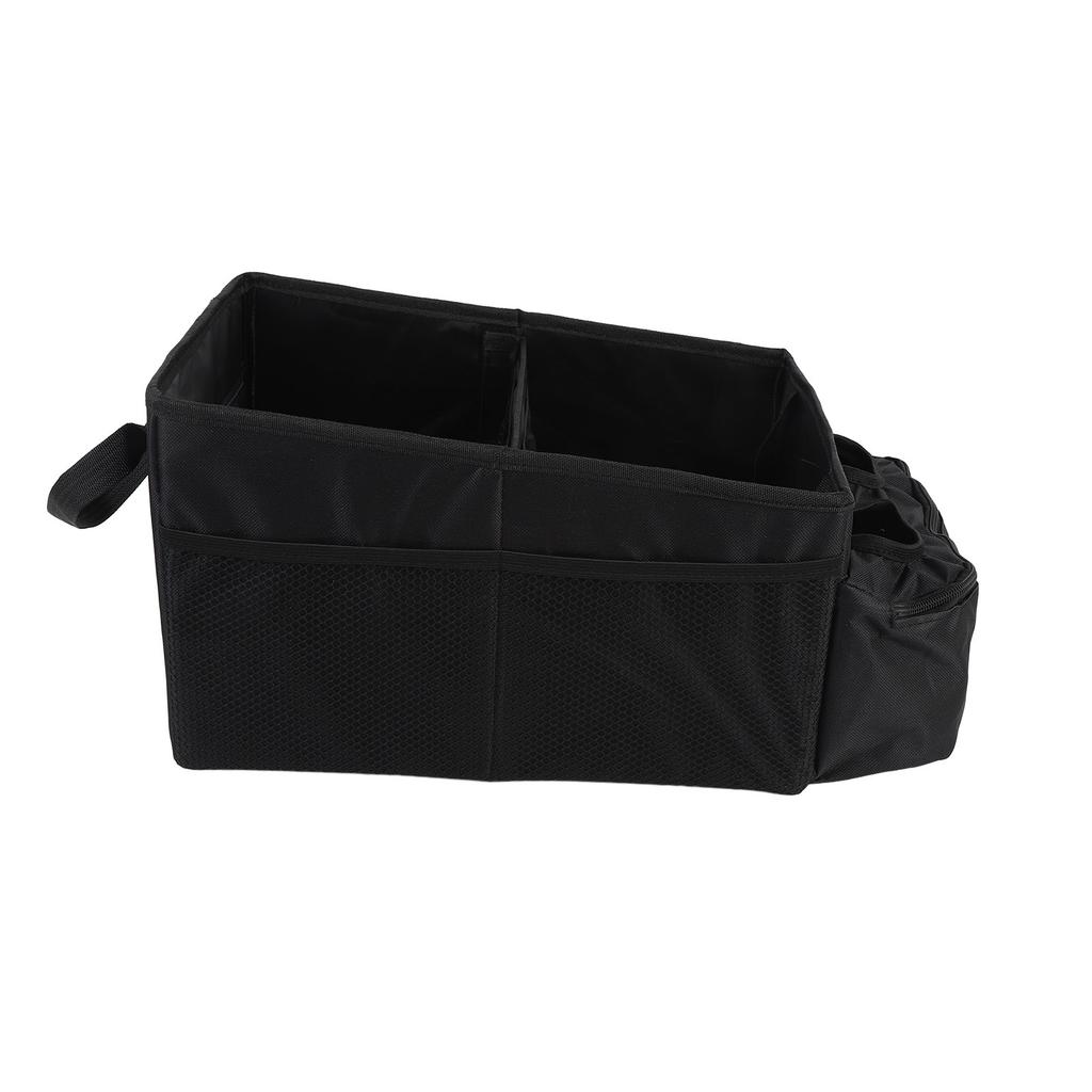 Small Trunk Organizer with Double Cup Holder Pocket Collapsible 600D Oxford Cloth 29L Waterproofing