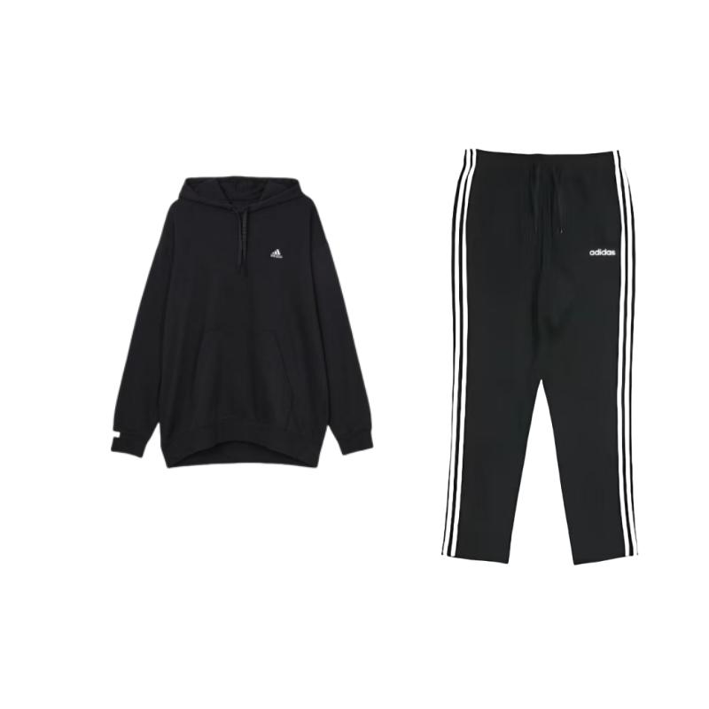 

Adidas Толстовка с капюшоном и логотипом, толстый трикотажный спортивный костюм с длинным рукавом и капюшоном, мужской спортивный костюм, черный IV7600+DU0456 S