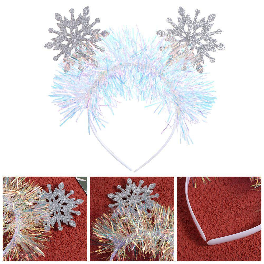 Wear-resistant Christmas Snowflake Headbands Color Ribbon Cosplay Headbands Holiday Decor