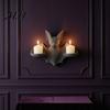 Spooky Wall Hanging Gothic Bat Candle Holder, 3D Printed Double Sconce Candlestick with Decorative for Room 2 Electronic Candles, Dark Style Halloween