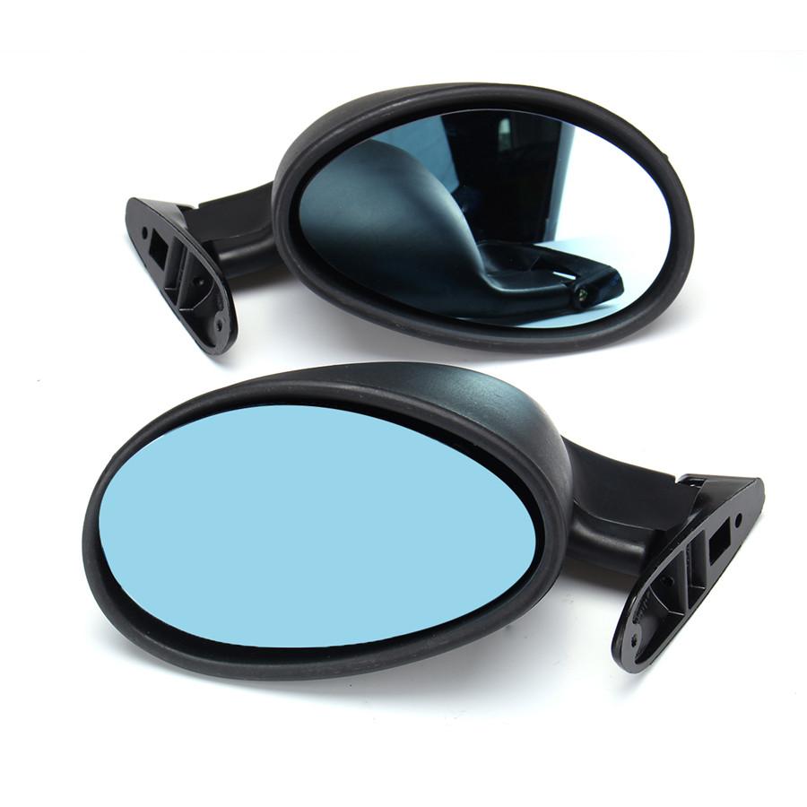 Pair California Classic Style Door Wing Blue Side Mirror Hot Rod Rat Rod Muscle Car Universal Vintage Black